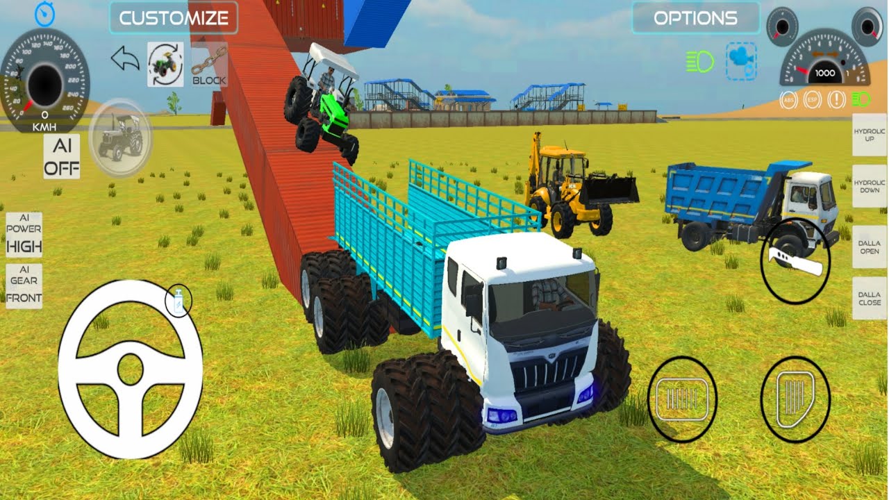 🛑 Drive JCB and Farmetric tractor 🤯 Unloading Stone from truck dumpher 🚒 off-road #games #jcb  