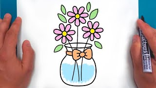 Cum se Deseneaza o VAZA cu FLORI de PRIMAVARA 💐 HOW TO DRAW FLOWERS in a VASE