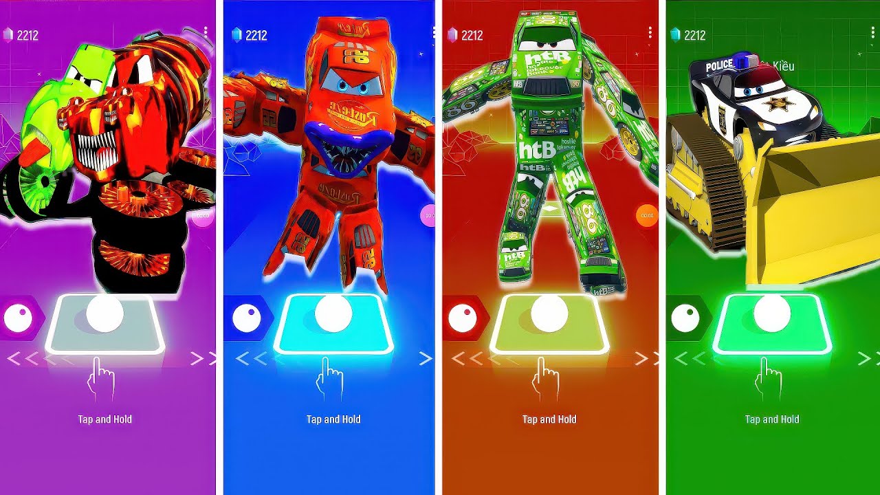 Lava Acid Truck 🆚 Super Mutant Eater 🆚 Chick Hicks Mutant Eater 🆚 Cars Sheriff McQueen 🚓 tileshop