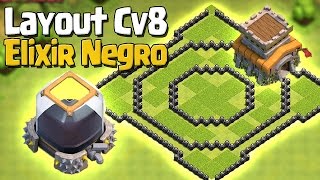 LAYOUT CV 8 HÍBRIDO P/ DEFENDER ELIXIR NEGRO - ATUALIZADO - CLASH OF CLANS