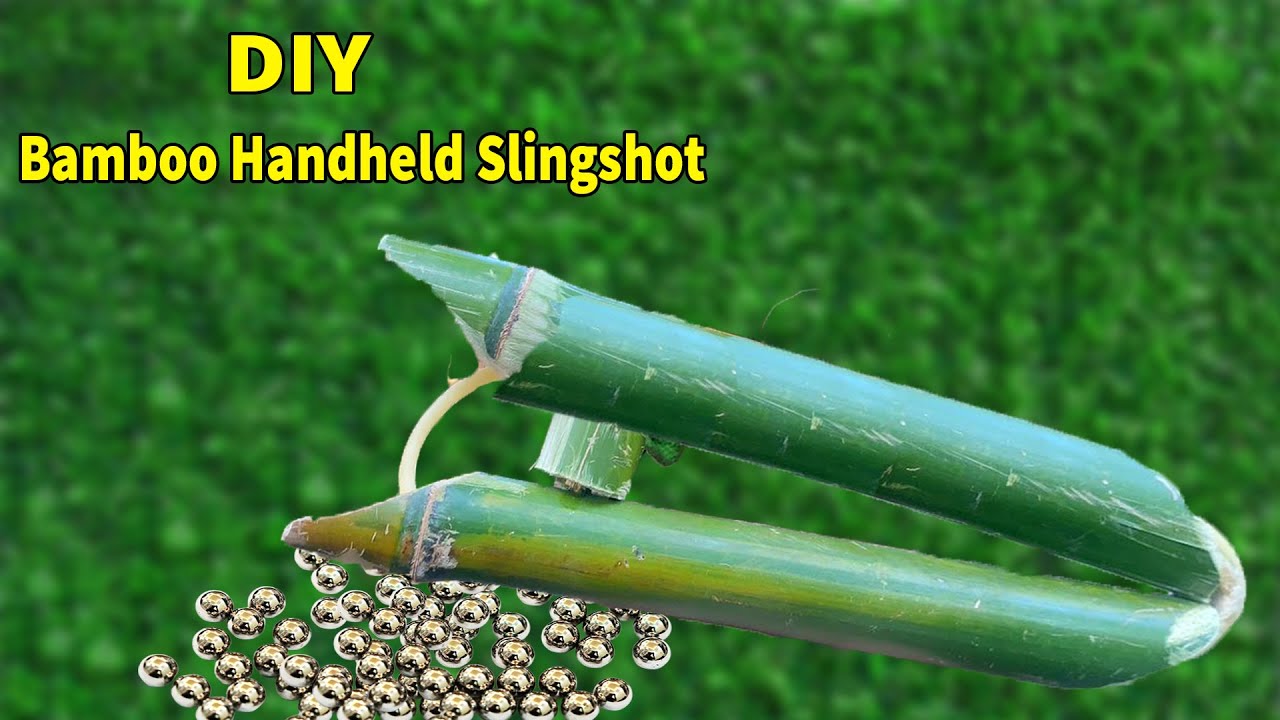DIY Handheld Bamboo Slingshot in Backyard and It's Crazy!