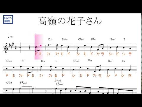高嶺の花子さん(back number)key＝A／ドレミで歌う楽譜【コード付き】