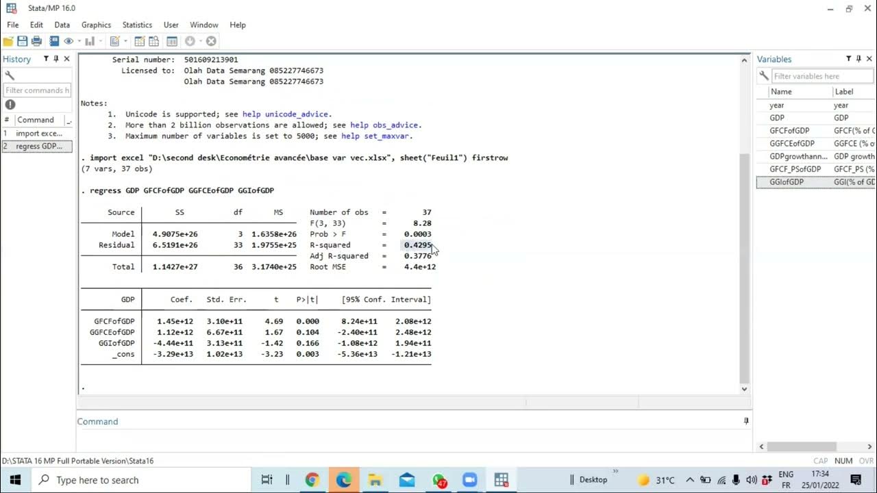 Test d'autocorrélation de Durbin Watson sous STATA YouTube