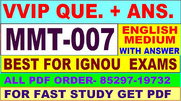 MMT 007 important questions with answer in English | mmt 007 Previous Year Question Paper