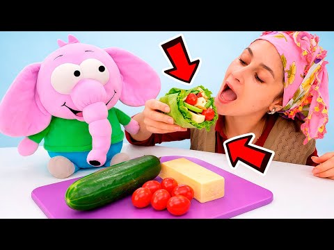 Reyhan Abla ve Fil Necati güne neşeli bir başlangıç yapıyor: sandviçler hazırlıyor! Eğlenceli video.