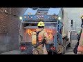 🔥 Garbage truck catches fire in the downtown core of Montreal during lunch hour! 🚚