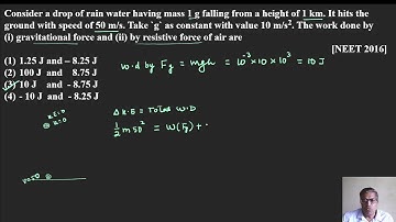Consider a drop of rain water having mass 1 g falling from a height of 1 km  It hits the ground with