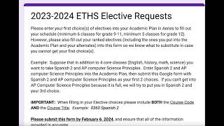 2024 ETHS Ranked Electives Google Form Step-by-Step Guide