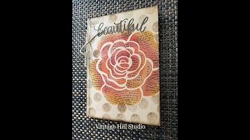 Rose Stencil & Text Background Stamp - card making video