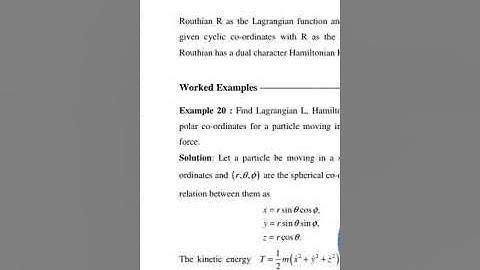 MSc1 sem1 Lectures on classical mechanics unit3 examples on Routhian