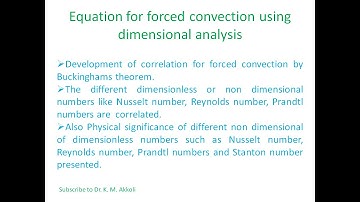 Equation for forced convection using dimensional analysis