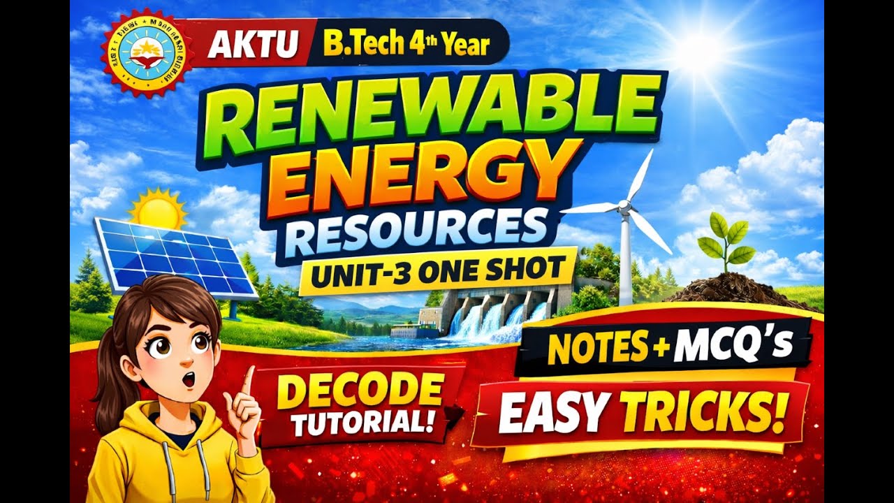 Renewable Energy Resources Unit-3 ONE SHOT | AKTU 4th Year | Exam Ready