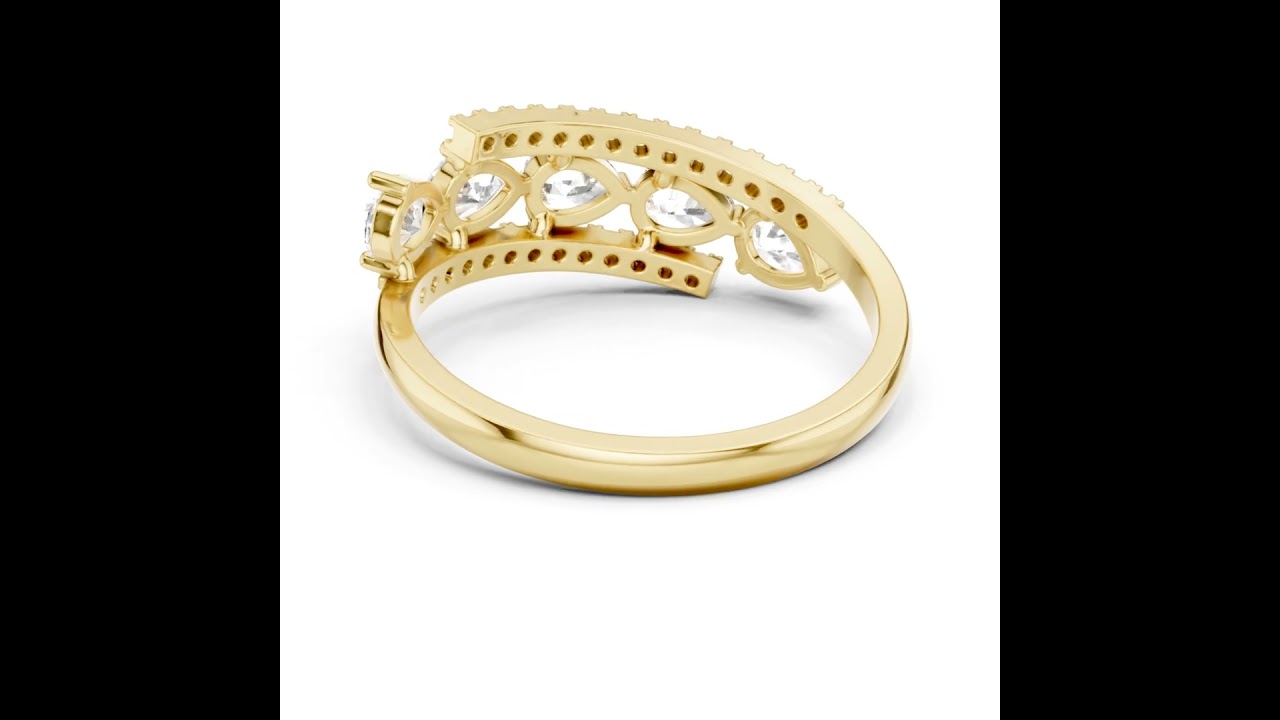 Multi Row Pear Cut Diamond Floating Bypass Band