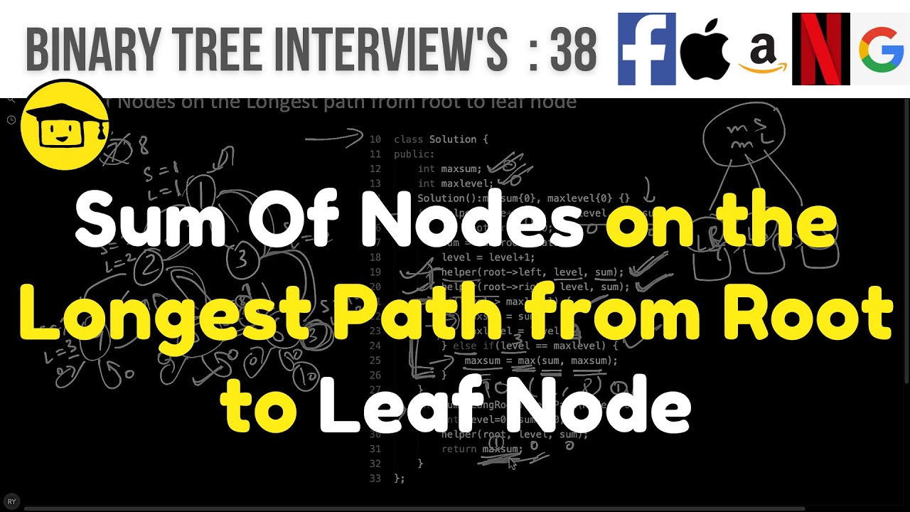 Sum Of Nodes On The Longest Path From Root To Leaf Node - YouTube