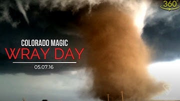 CLOSE RANGE TORNADO - RARE 360 DEGREE VIEW!  Wray, CO 05.07.2016 *loud audio*