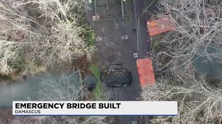 Crews build emergency bridge after large sinkhole opens up in Damascus