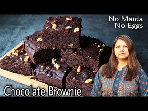 Eggless Chocolate Brownie Without Maida | Perfect Bakery Style Brownie | No Curd No Condensed Milk