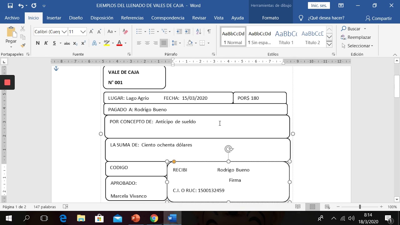 Formato de vale de caja | Diario Nacional 2023