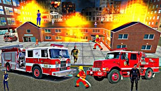 Real Fire Truck Driving Simulator Gameplay android New fire fighter game Firmans daily jop 🔥🚒 2021 screenshot 1