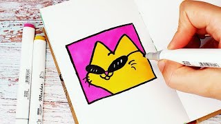 Рисунок КОТ мем ЛЕГКО - Простые Рисунки В Скетчбук, Личный Дневник Как Рисовать
