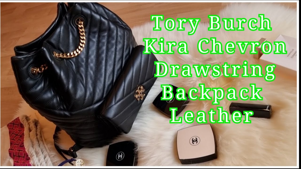 Review: Tory Burch Kira Drawstring Backpack Chevron Leather @toryburch # toryburch - YouTube