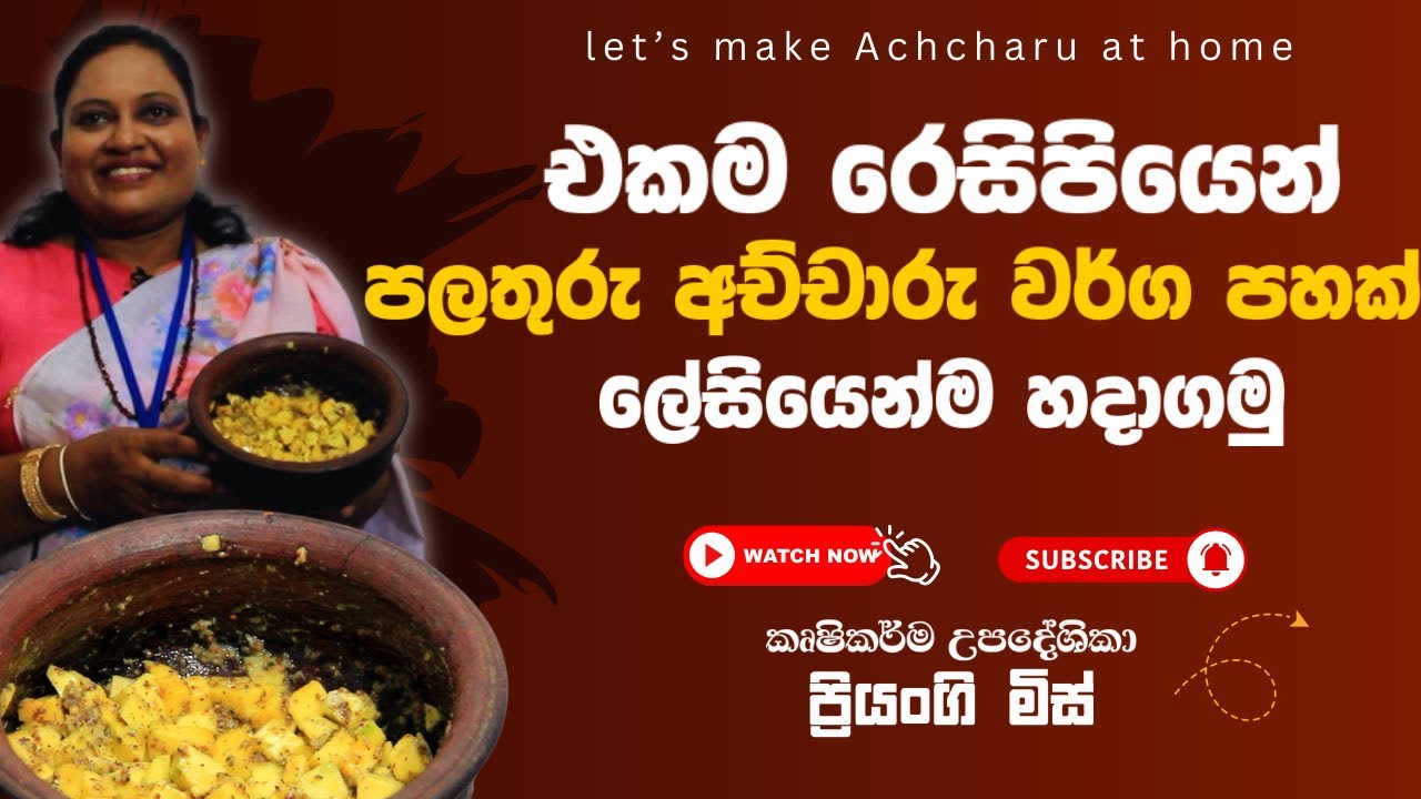 එකම රෙසිපියෙන්  පලතුරු අච්චාරු වර්ග පහක් ලේසියෙන් හදාගමු | Let's make achcharu at home