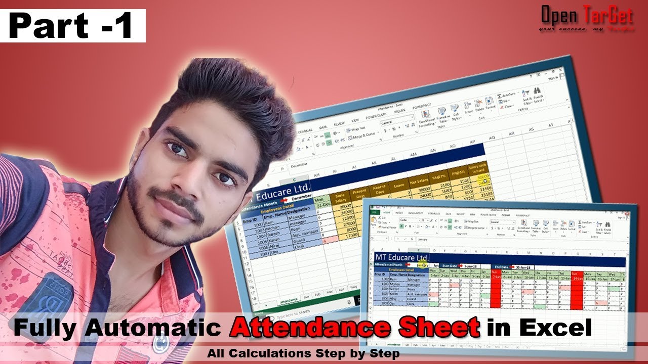 Fully Automatic Attendance Sheet in Excel | All Calculations steps by ...