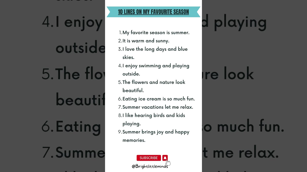 10 Lines On My Favourite Seasons Essay Summer