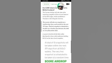 $CORE AIRDROP/SNAPSHOT FOR $SOLO HOLDERS