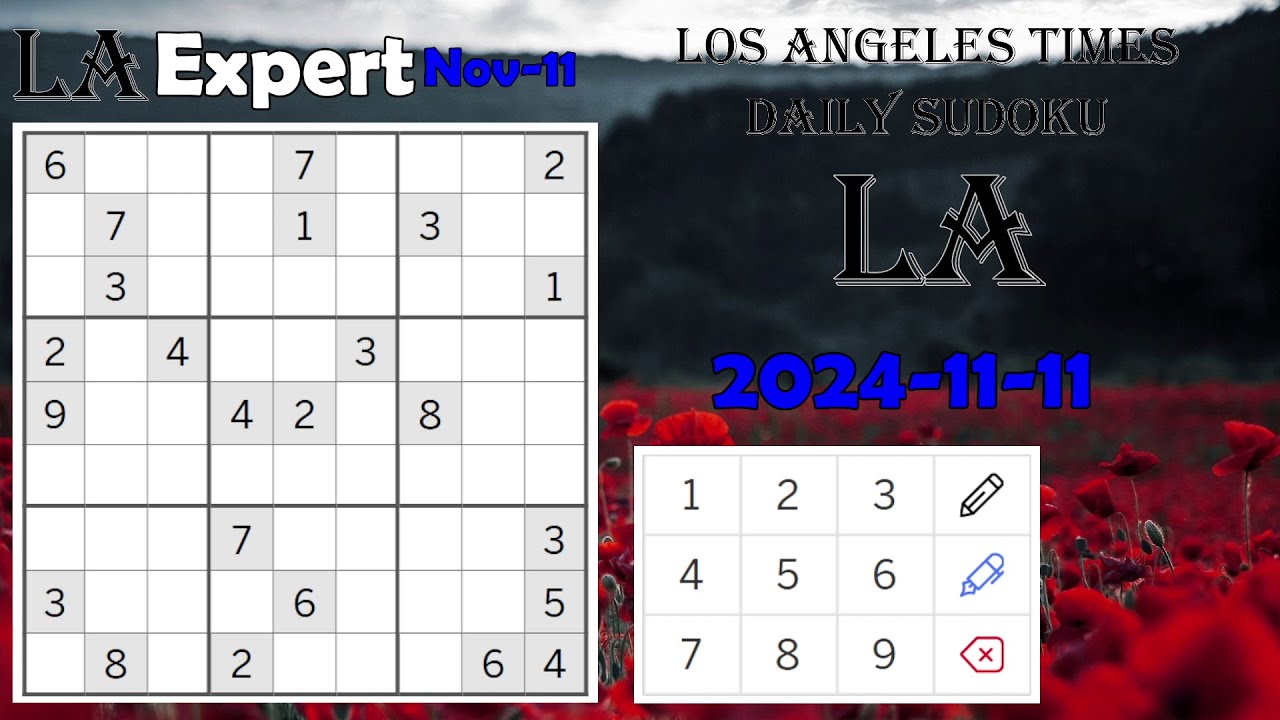 Los Angeles Times Daily Sudoku 2024-11-11 1961 Expert 