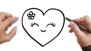 كيف ترسم قلب كيوت وسهل خطوة بخطوة / رسم سهل / تعليم الرسم للمبتدئين || Cute Heart Drawing