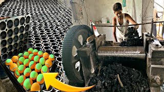 Very interesting! Cricket & Tennis Ball Mass Production With Old Tire Rubber Tube