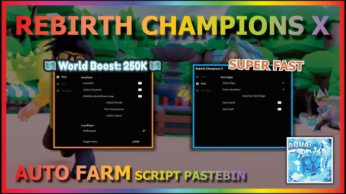 Rebirth Champions X Script  AUTO FARM, AUTO EGGS, TELEPORT, REBIRTH &  MORE! - The #1 Source For Roblox Scripts