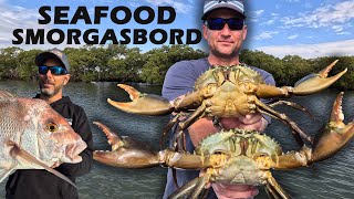 CRABBING for Mud & Blue Swimmer Crabs | Fishing for Snapper, Squid, Cuttlefish | Seafood Smorgasbord
