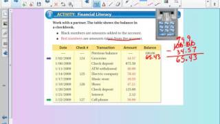 7th Lesson 2.3 Activity 3 (Balancing a Checkbook)