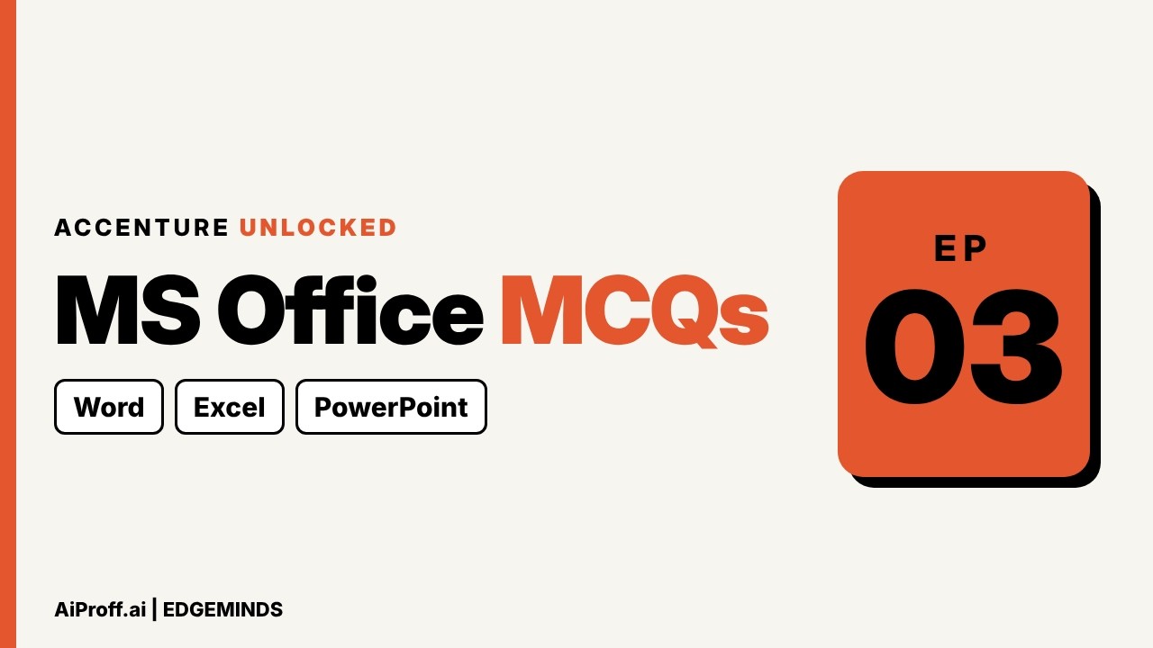 Accenture MS Office Questions: Word, Excel, PowerPoint MCQs | Ep 03 ...