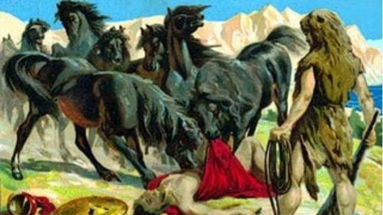 El octavo trabajo de Heracles (Hércules) Capturar a las yeguas de