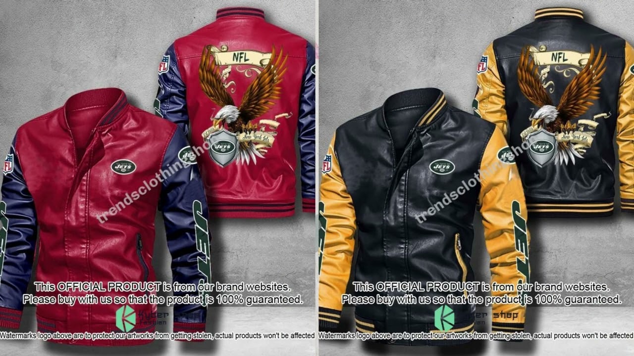 New York Jets NFL Eagle Leather Bomber Jacket