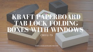 Kraft Paperboard Tab Lock Folding Boxes with Windows, CB012-79 | Packaging Decor