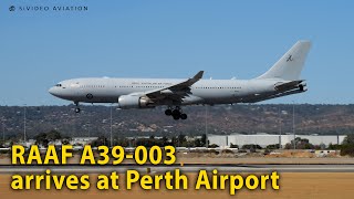 Royal Australian Air Force (A39-003) Airbus KC-30A arrives on RW03 at Perth Airport. Royal Australian Air Force (A39-003) Airbus KC-30A arrives on RW03 at Perth Airport.