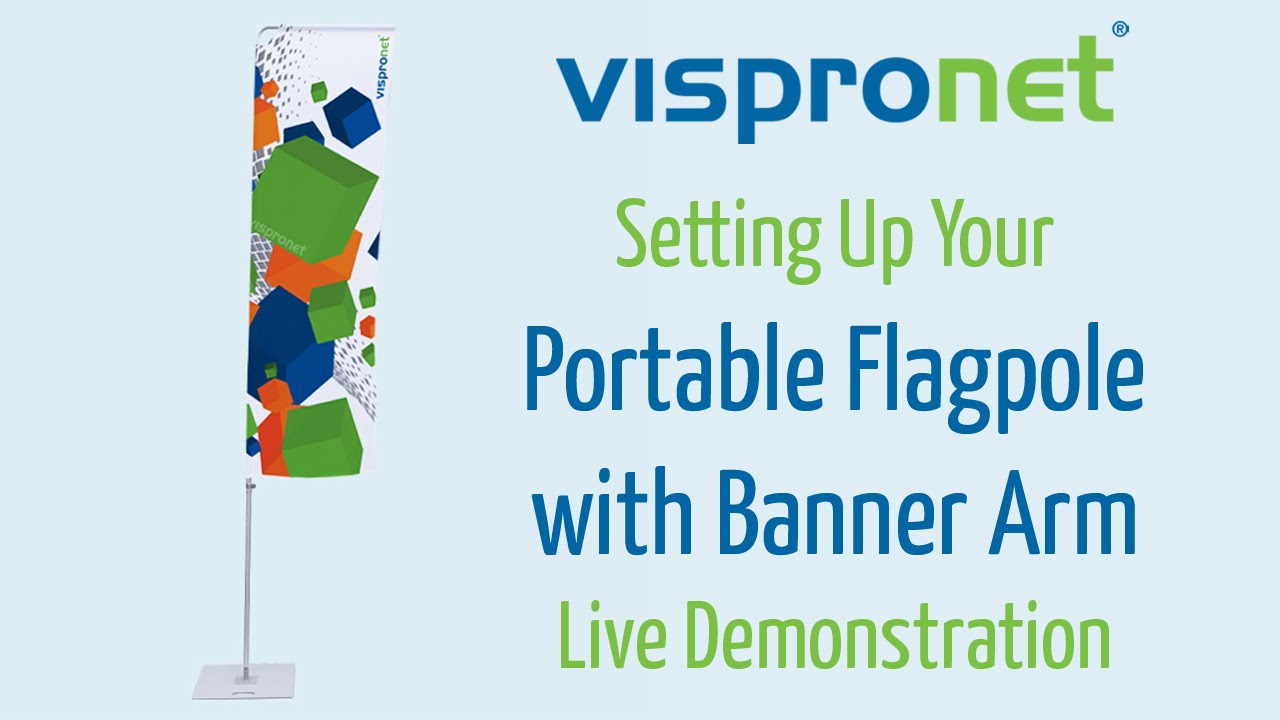 Flag Setup Custom Event Flag Setup - Portable Flagpole with Banner Arm - YouTube