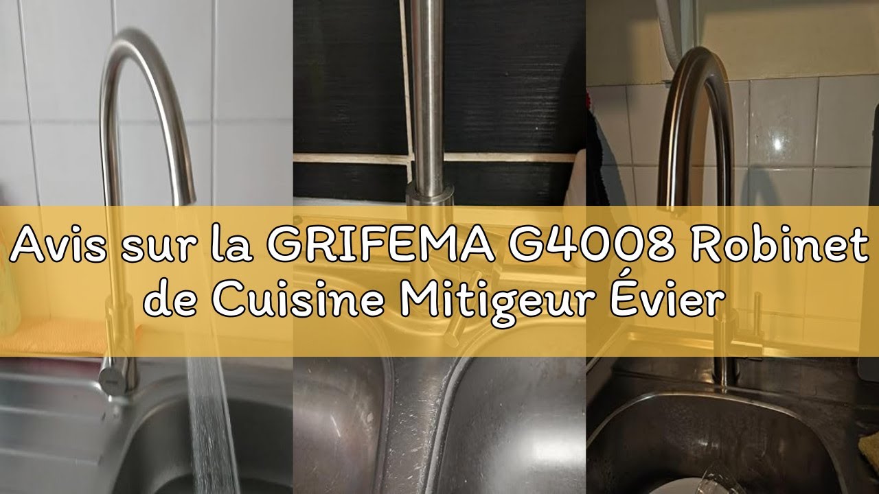 GRIFEMA G4008 Robinet De Cuisine Mitigeur, Inox, Arc Haut, Poignée Unique