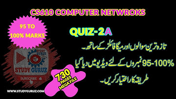 |95-100% GUARANTEDMARKS| CS610 COMPUTER NETWROKS QUIZ 2A|700 PAGES MEGA FILES|STUDY GURUZ|
