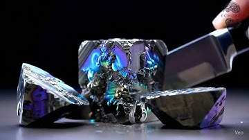 Pyrite Cube Metal Cutting by a knife, ASMR | Relax and Unwind with Soothing Sounds of Metal Cutting.