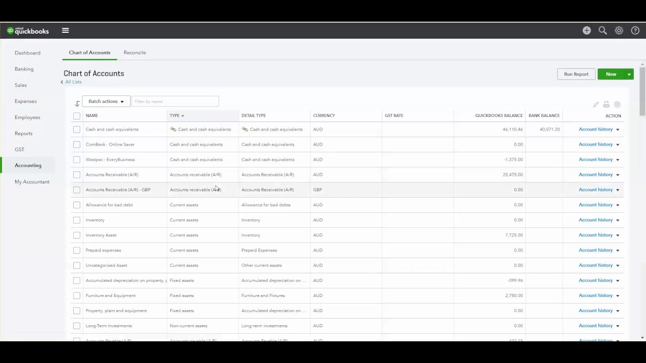 How To Enter Chart Of Accounts In Quickbooks