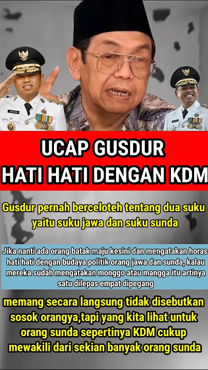 Ucapan GUS DUR tentang JAWA & SUNDA #gusdur#kangdedimulyadi #fyp#beritaterkini#bapaaing #shortviral