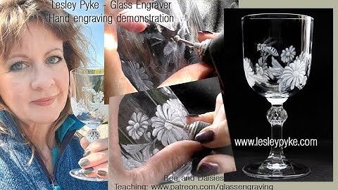 Glass engraving tutorial for beginners, Hand glass engraving Bee and Daisies - Part 1