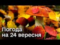 ⛅ Погода на 24 вересня: прогноз на неділю