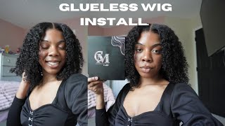 hair vlog; completely GLUELESS wig install ft.curlymehair | beginner friendly