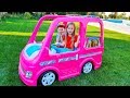 Max and Ulya on pink Car - Camping adventure